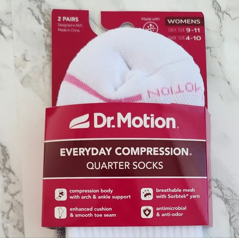 Dr. Motion Quarter Socks 6 Pairs Compression Socks Size Socks 9–11 Shoe 4-10